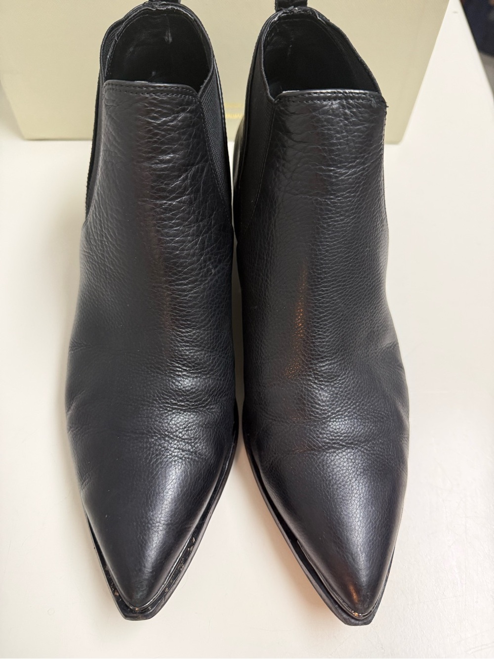 Marc Fisher Black Pointed Leather Ankle Booties